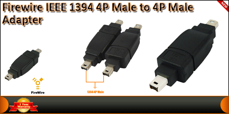 Firewire IEEE 1394 4P Male to 4P Male Adapter