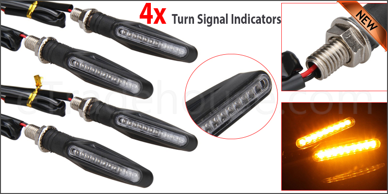 4x Universal LED Motorcycle Indicators Motorbike Turn Signals Light 12V