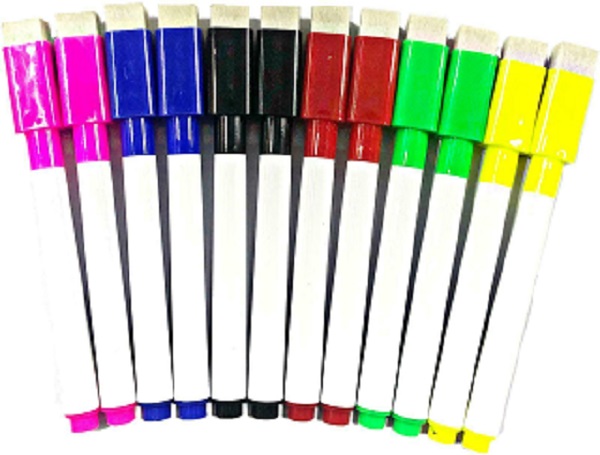 12 Shaped Magnetic Colour set white board markers pen dry wipe markers easy wipe