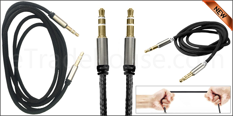 Universal 3.5mm Jack to Jack Braided Male Aux Cabl