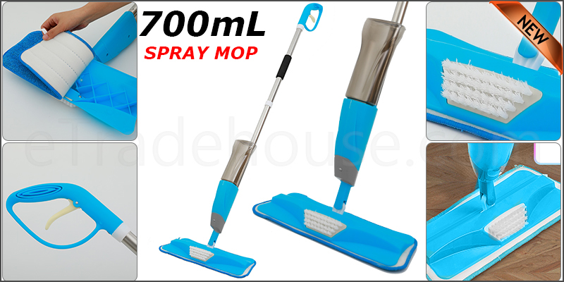 700ml Spray Mop Water Spraying Floor Cleaner Tiles Marble Kitchen Microfiber