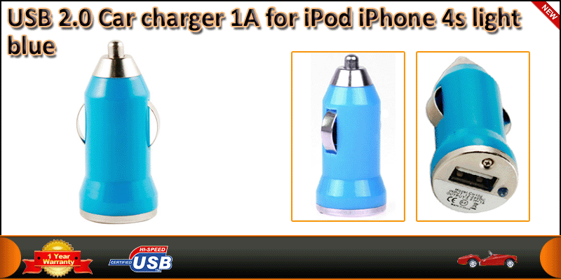 USB 2.0 Car Charger 1A For iPod iPhone 4s And Othe