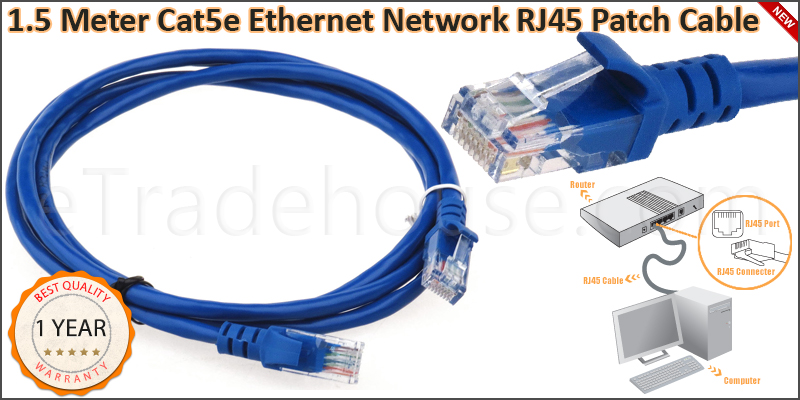 1.5 Meter Cat 5 Ethernet Network RJ45 Patch Cable