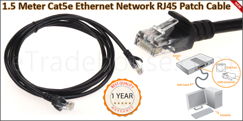 1.5 Meter CAT5E Ethernet Network RJ45 Patch Cable 
