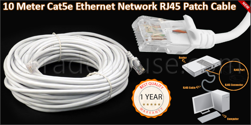10 Meter Cat 5E Ethernet Network RJ45 Patch Cable