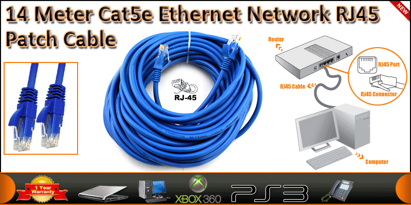 14 Meter CAT5E Ethernet Network RJ45 Patch Cable B