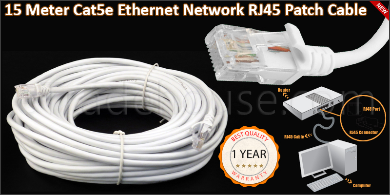 15 Meter Cat 5 Ethernet Network RJ45 Patch Cable