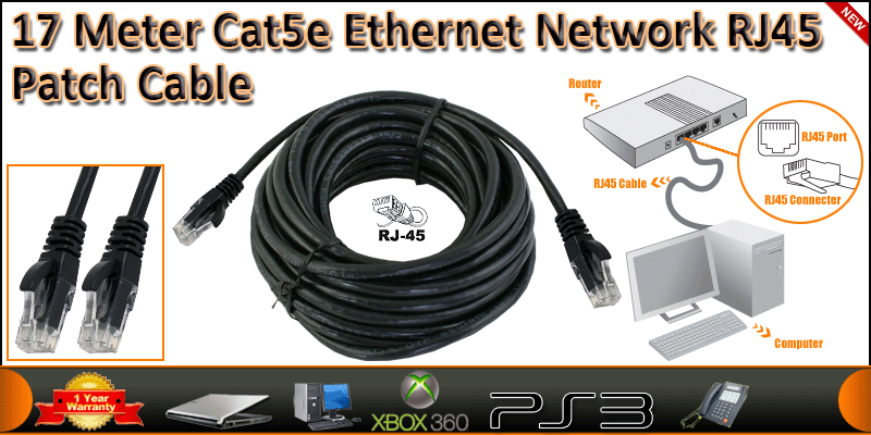 17 Meter CAT5E Ethernet Network RJ45 Patch Cable B