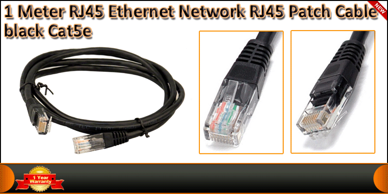 1 Meter CAT5E Ethernet Network RJ45 Patch Cable Bl