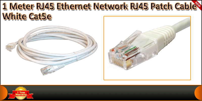 1 Meter CAT5E Ethernet Network RJ45 Patch Cable Wh