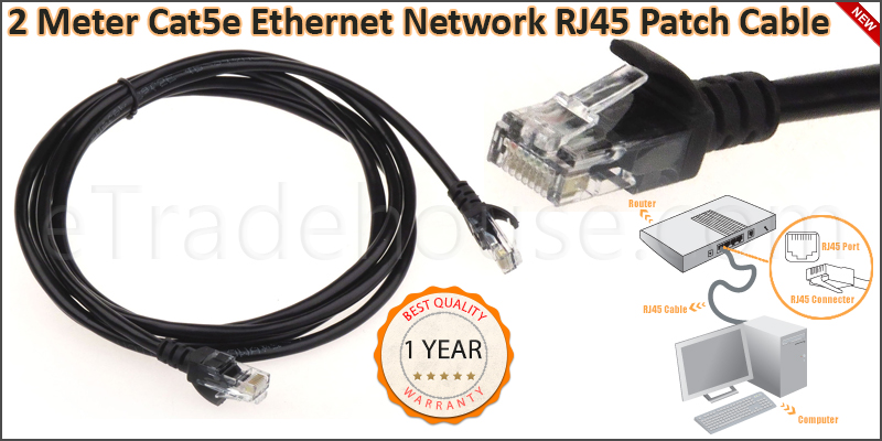 2 Meter Cat 5 Ethernet Network RJ45 Patch Cable