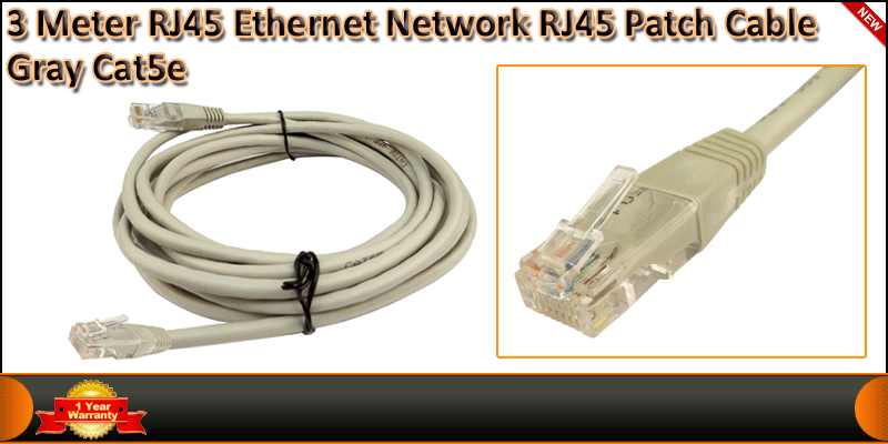 3 Meter Cat 5E Ethernet Network RJ45 Patch Cable