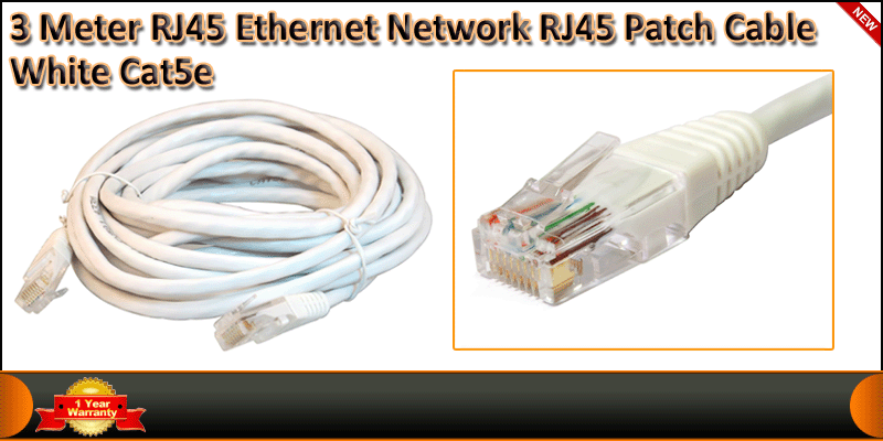 3 Meter Cat 5E Ethernet Network RJ45 Patch Cable