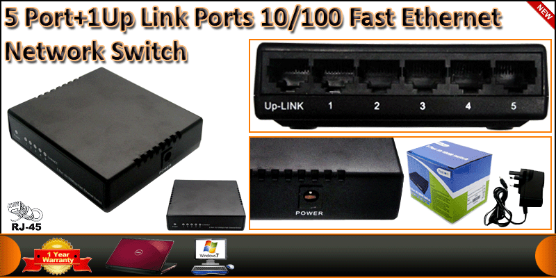 5 Port +1 Uplink Port 10/100 Fast Ethernet Network