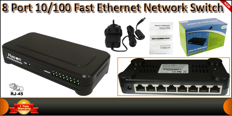8 Port 10/100 Fast Ethernet Network Switch