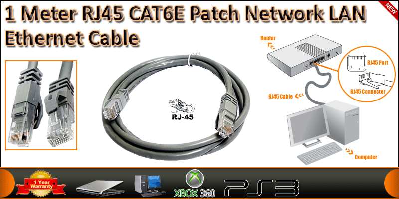 1 Meter 4 Pair UTP RJ45 Cat 6 Patch Network LAN Ca