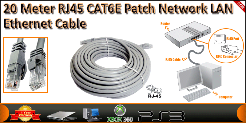 20 Meter 4 Pair UTP RJ45 Cat 6 Patch Network LAN C