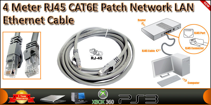 4 Meter 4 Pair UTP RJ45 CAT6E Patch Network LAN Et