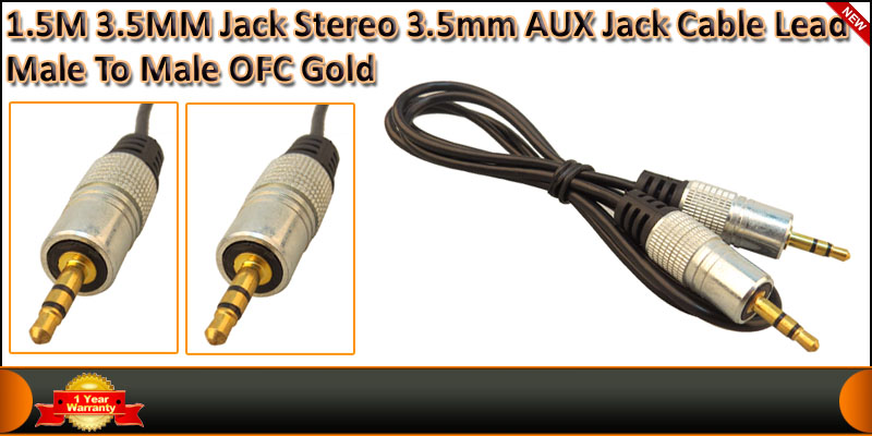 1.5 Meter Gold Plated 3.5MM Jack Male To Male AUX cable