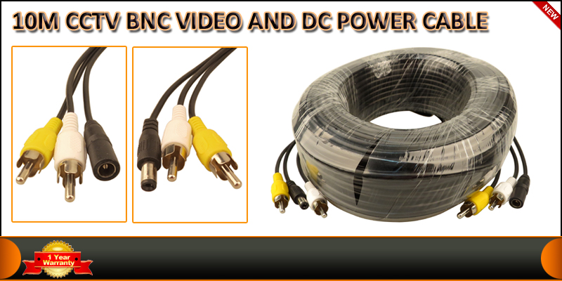 10 Meter RCA Power Audio Video AV Cable For CCTV C