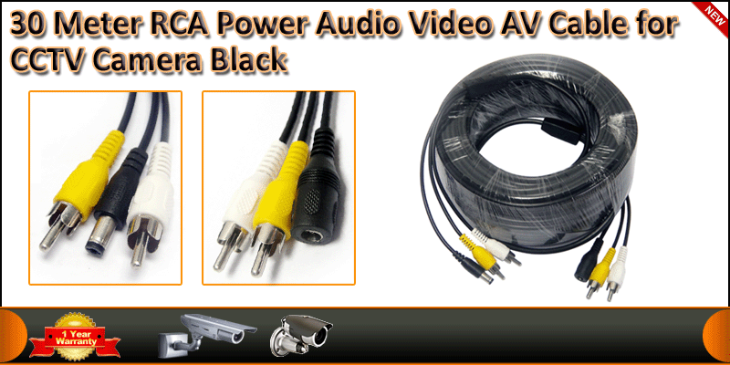 30 Meter RCA Power Audio Video AV Cable For CCTV C