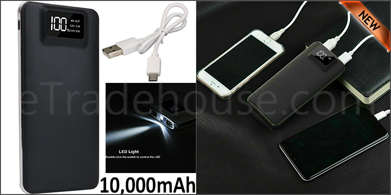 10,000mAH Dual USB Port Digital Power Bank Backup Battery Charger 