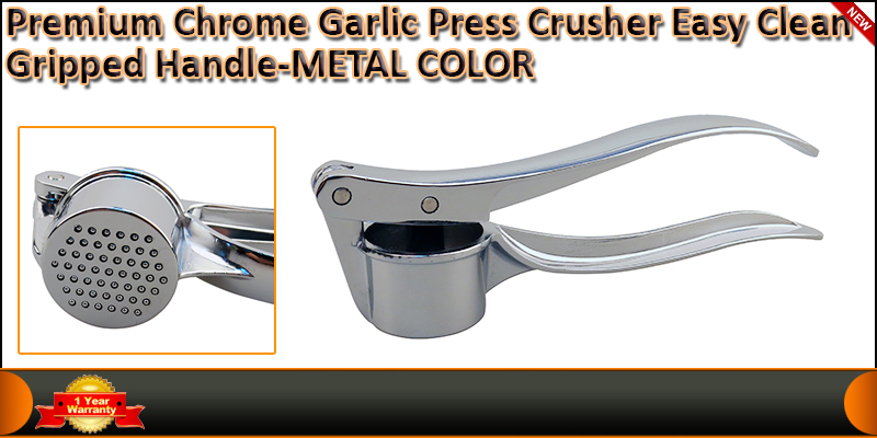 Premium Chrome Garlic Ginger Press Crusher Easy Cl