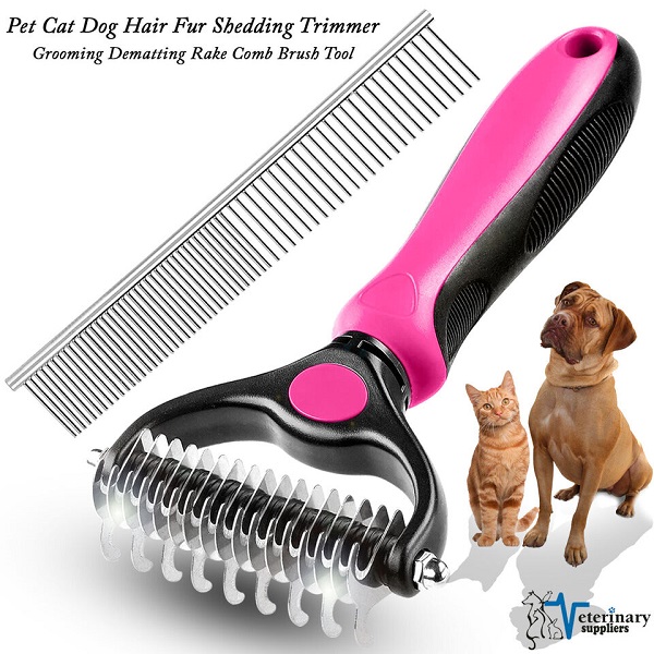 Professional Pet Dog Cat Comb Brush Dematting Undercoat Grooming Comb Rake Tool