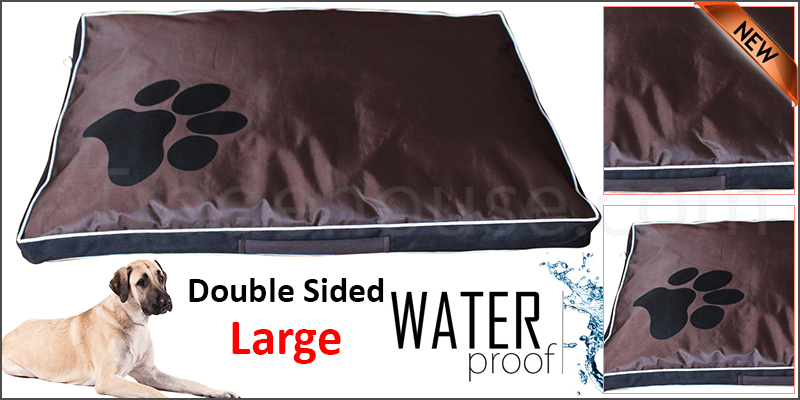 DOUBLE SIDED WATERPROOF DOG PET CAT BED MAT CUSHION MATTRESS WASHABLE COVER L Black