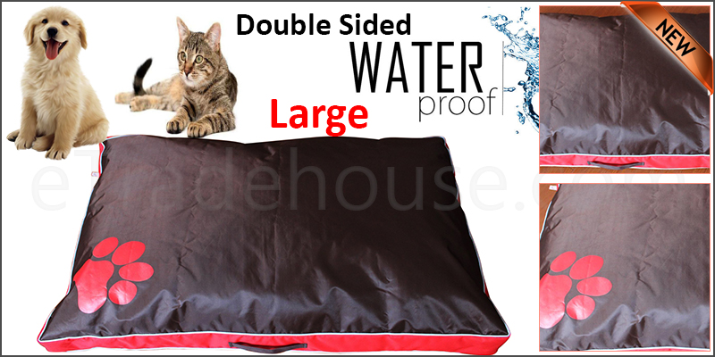 DOUBLE SIDED WATERPROOF DOG PET CAT BED MAT CUSHION MATTRESS WASHABLE COVER L Red