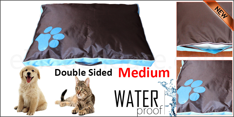 DOUBLE SIDED WATERPROOF DOG PET CAT BED MAT CUSHION MATTRESS WASHABLE COVER M blue