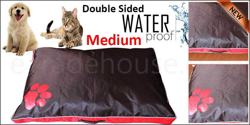 DOUBLE SIDED WATERPROOF DOG PET CAT BED MAT CUSHION MATTRESS WASHABLE COVER  M Red