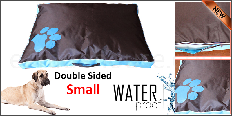 DOUBLE SIDED WATERPROOF DOG PET CAT BED MAT CUSHION MATTRESS WASHABLE COVER   S blue