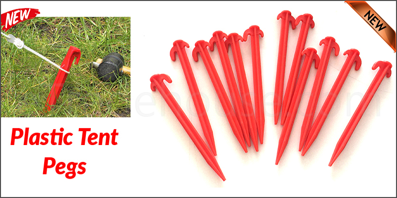 25x Red Heavy Duty Camping 8" (19cm) Plastic Tent Pegs