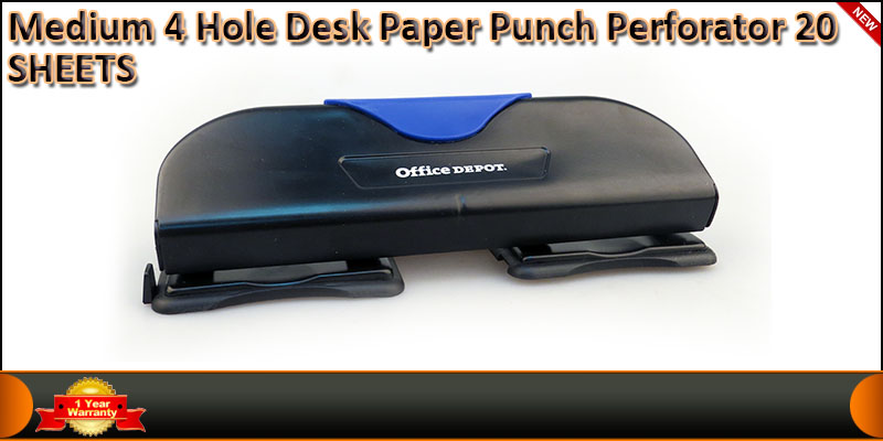 4 Hole Desk Paper Punch Perforator 20 Sheets Mediu