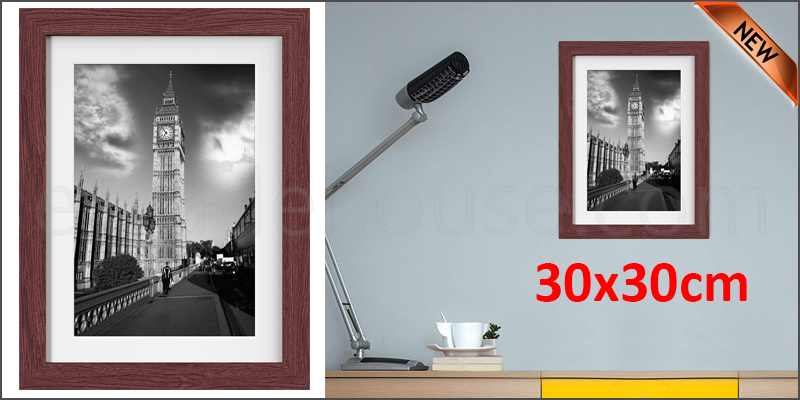 30 x 30cm Wall Mounted Picture Photo Poster Frame MDF Board Walnut
