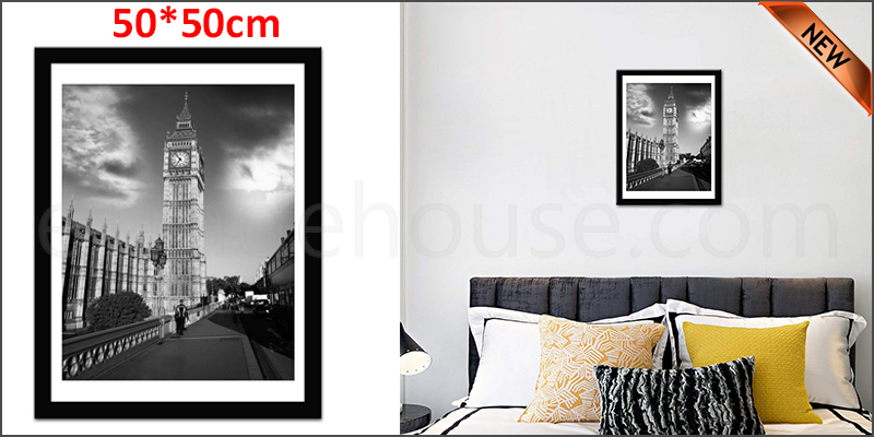 50 x 50cm Wall Mounted Picture Photo Poster Frame MDF Board Black