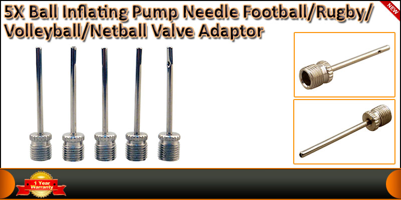 5 X Ball Inflating Pump Needle Football / Rugby / 