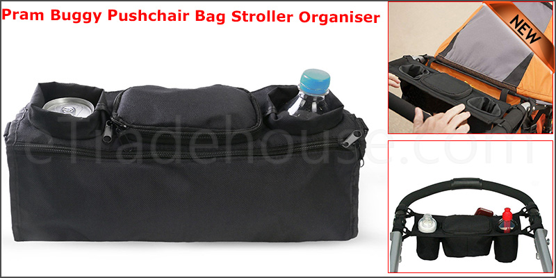 Pram Pushchair Stroller Buggy Cup Bottle Drink Food Holder Storage Bag Organiser