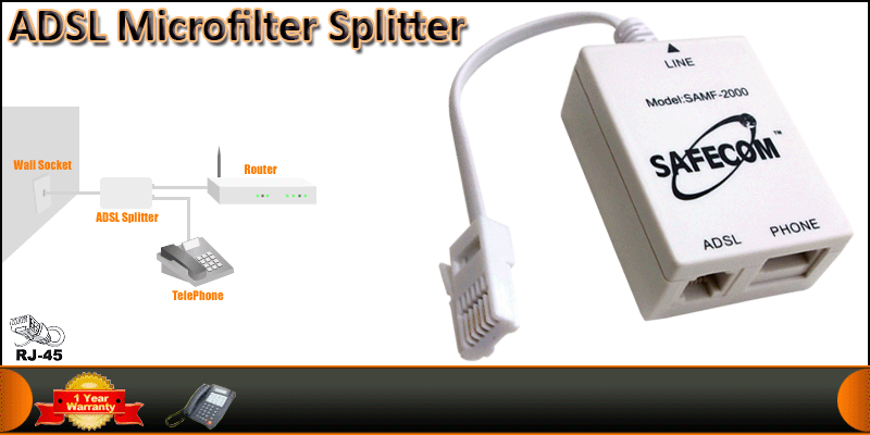 BT ADSL Broadband Microfilter Splitter ADSL / ADSL