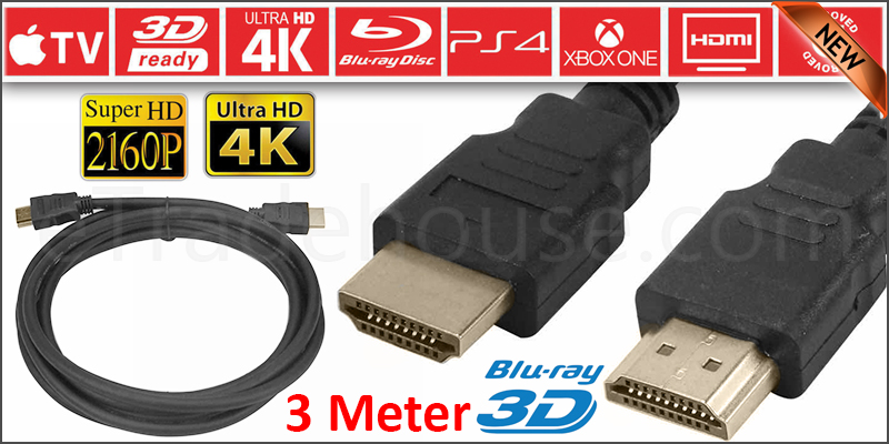 PREMIUM ULTRAHD HDMI CABLE HIGH SPEED 4K 2160p 3D LEAD 3m