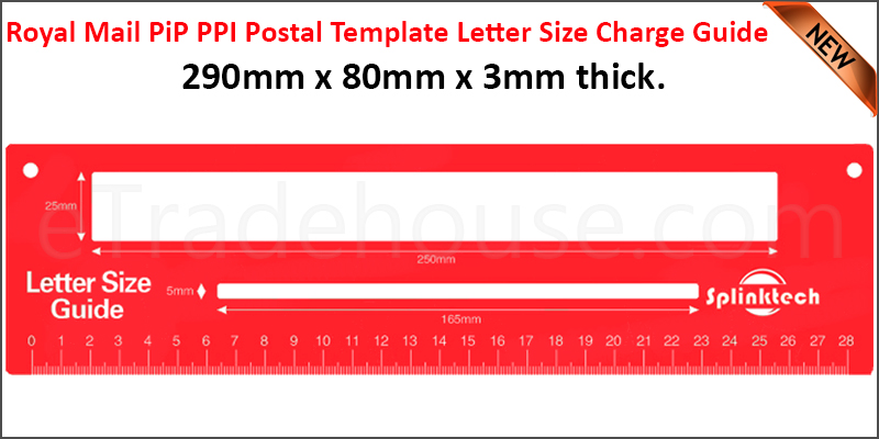 Royal Mail PiP PPI Postal Template Letter Size Charge Guide - RED