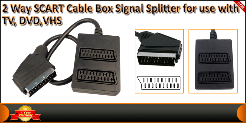 2 Way SCART Cable Box Signal Splitter for to be us