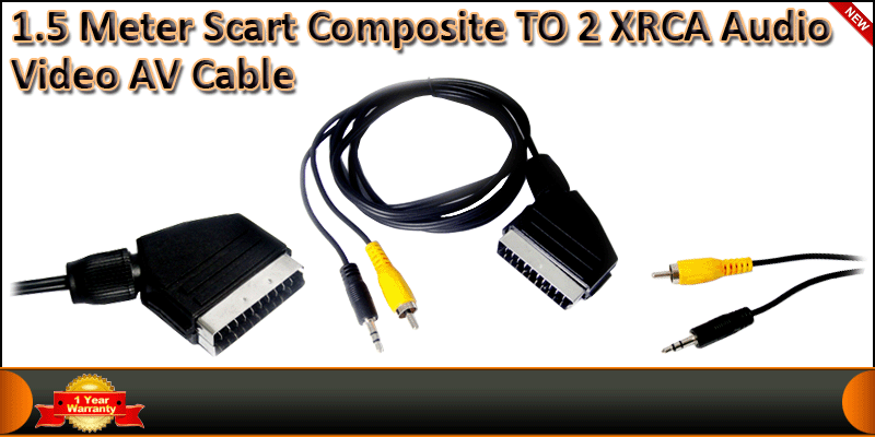 1.5M COMPOSITE VIDEO 3.5MM AUDIO SCART PC TO TV CA