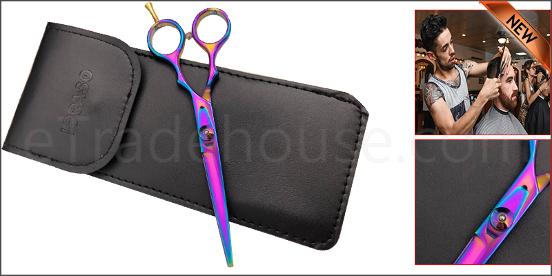 Professional 5.5 Inches Titanium Barber Hair Cutting Scissors with Pouch 