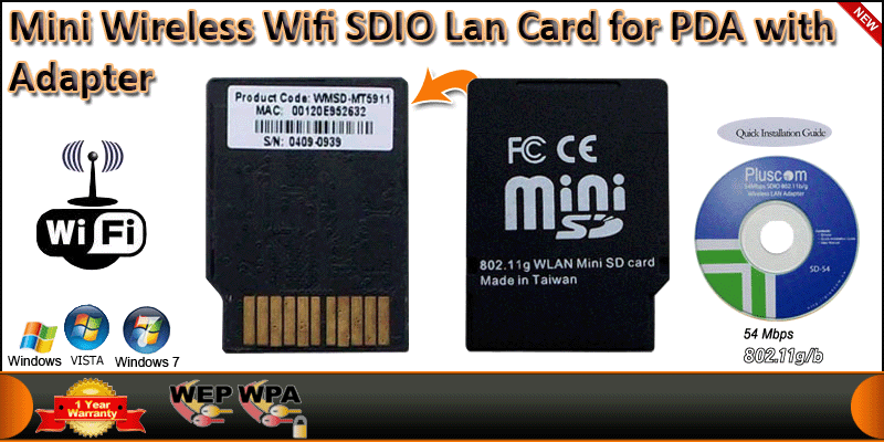 Mini Wireless Wifi SDIO Lan Card for PDA with adap