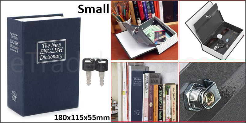 Mini Dictionary Book Safe Security Box Storage Piggy Bank Lock Stash Keys Cash Coin Jewelry Storage Case