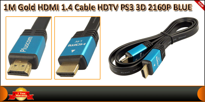 1M HDMI Gold Plated Flat Cable V1.4a with High Spe