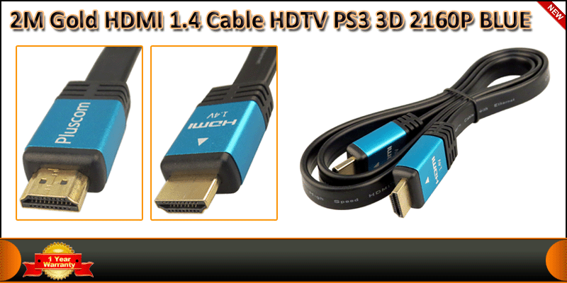 2M HDMI Gold Plated Flat Cable V1.4a with High Spe