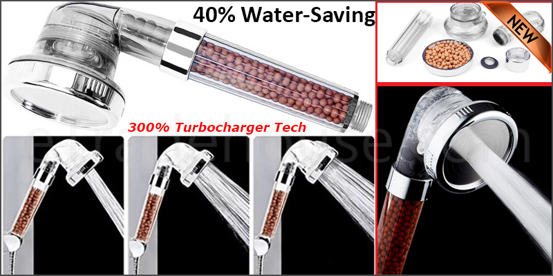 Bath Shower Head High Pressure 300% Turbocharged Water Saving Ionic Health Filter